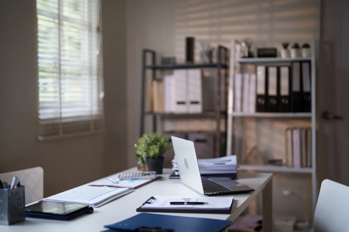 Blinds in a home office near Saratoga, CA.